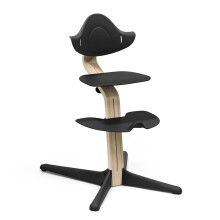 Stokke Nomi Chair, Black/Natural - Inspires Active Sitting - Tool-Free, Seamless Adjustability - Includes Stable Footrest & Anti-Tilt Wheels - Holds