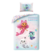 Halantex Gabby's DOLLHOUSE Mermaid Doll's House - Welcome to Mermaid Landis - Children's Bed Set 100 x 135 cm, 100% Cotton Oeko-Tex - Multicoloured