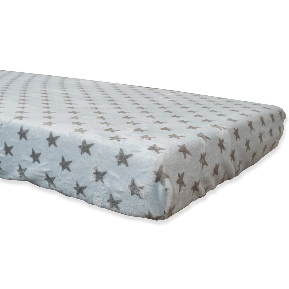 Bacoesce70 Coralina Winter Fitted Sheet, Super Soft, Breathable And Hypoallergenic, Rubberised Corners, Adjustable (, Cot 70 X 140), Sky Blue Babyline