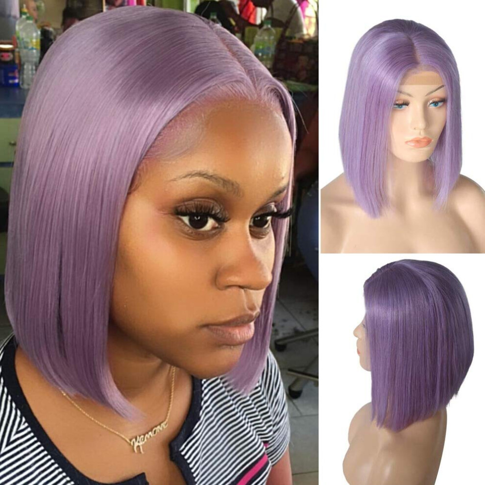 Human Hair Lace Front Bob Wig 13x4 Brazilian Virgin Remy Silky Straight 180% Density 16 Inch