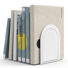 Heavy Duty Metal Bookends with AntiSlip Base, Cute Cat Design, White Pair for Home or Office