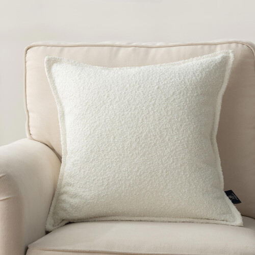 Phantoscope Terry Throw Pillow Square Decorative Pillow, 20"x 20", Off White, 1 Pack