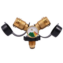 1Pc Propane Y Splitter Tee Adapter with Propane Tank Gauge Level Indicator