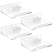 ckepdyeh 4 Acrylic Floating Wall Shelves Clear Hanging Bookshelf for Kids with Removable Lip and Cable Hole Hang Wall Display