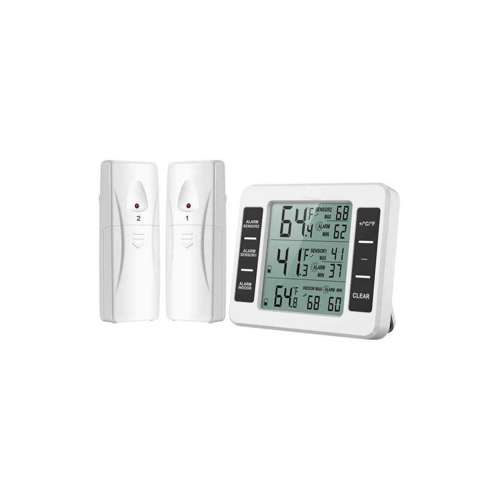 Fridge/Freezer Thermometer, Wireless Fridge Thermometer With 2 Sensors 9483153173202
