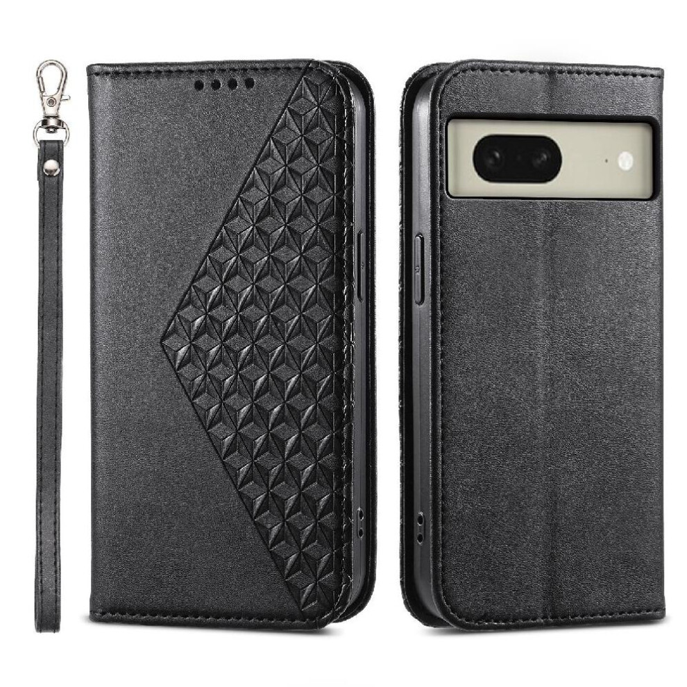 Flip Case For Google Pixel 8 Daily Use Stand Hand Strap Wallet Rhombus Shape 9104899289490
