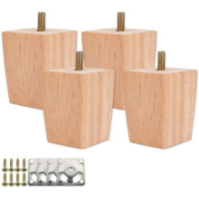 Ulisem Set of 4 wooden bed legs with mounting plates and screws - Height approx. 5cm.