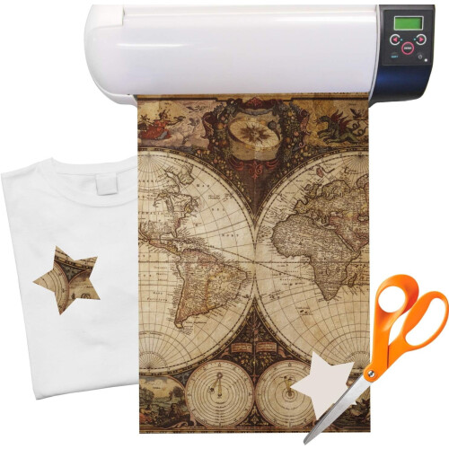 World Map Heat Transfer Vinyl Sheet (12"x18")