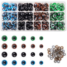 200pcs Plastic Safety Eyes with Washers 5 Size 10~18mm 4 Color Craft Doll Eyes for Doll Animal Crafts Stuffed Crochet Animals Puppet Doll Making