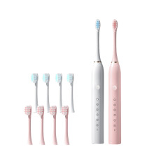 Rechargeable Electric Toothbrush for Couples 2 Pack, 6 Modes, 8 Heads, IPX7 Waterproof, Soft Bristle, Sound Wave