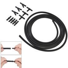 Car Windshield Washer Rubber Plastic Flexible Hose With Connector Kit Black Tube Pipe Splitter Connector Hose Replacement Parts
