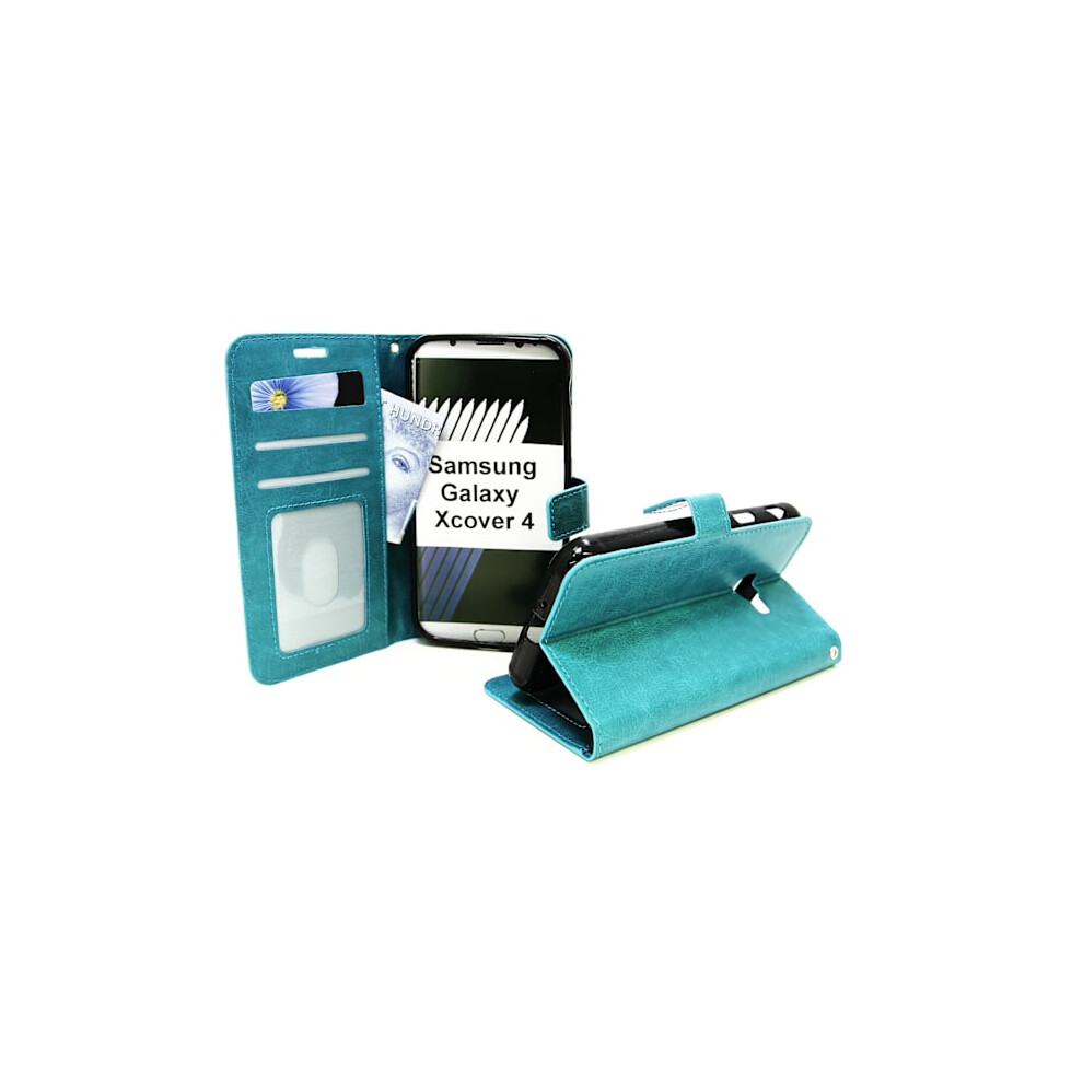 Crazy Horse Wallet Compatible With Samsung Galaxy Xcover 4 (G390f) Turquoise 9048212255284