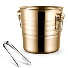 1PC 3L Stainless Steel Ice Bucket Thick Ice Bucket Ice Bucket (Gold)