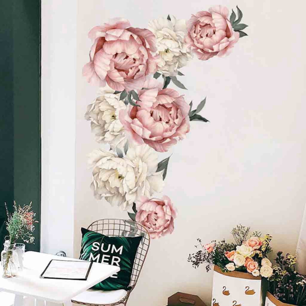 Yifudd Peony Rose Flowers Wall Sticker Art Nursery Decals Home Decor Gift 9048212255529