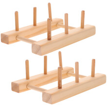 Wooden Spools Sewing Thread Stand Yarn Storage Organizer Desk Top Braided Hair Clips Holder Rack 2 Pcs