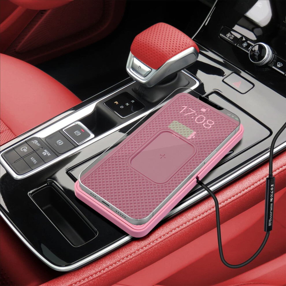 Lmueinov 15W Car Wireless Charging Mat, Non-Slip, Fast Charging, Compatible With Qi Devices, – Works In Home & Car Pink 9065759454147