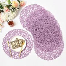 6Pcs Round Placemats for Dining Table, 15 Inch Paper Woven Decorative Circle Place Mat for Wedding Christmas Thanksgiving Day Holiday Dinner