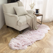 Deluxe Ultra Soft Faux Sheepskin Fur Series Fluffy Decorative Indoor Shag Area Rug, 2 x 6 Feet, Pink and White, 1 Pack