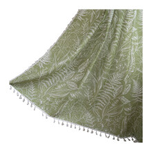 Fade-Resistant Window Curtain Stylish Leaf Pattern, Easy to Maintain with Tassels for Home Bedroom
