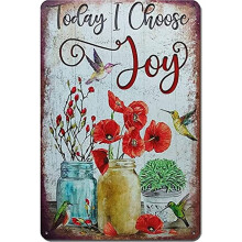 New Vintage Flowers Metal Tin Sign, Garden Today I Choose Home Garden Decor Hummingbird Poster Office Wall farmhouse decor Size: 8 x 12 Inches