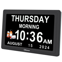 Digital Clock for Seniors with Large HD Display, 20 Custom Alarms, Day Date Time for Memory Loss