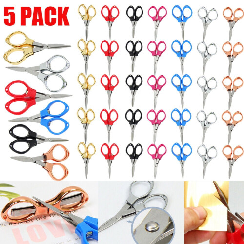 5Pcs Folding Scissors Small Cutters Sewing Pocket Portable Travel Mini Foldable 1