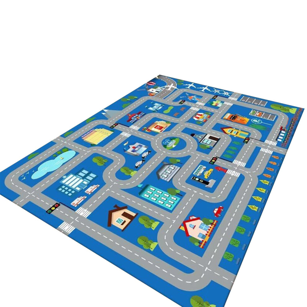 Specollect Kids Rug Carpet Playmat City Life Theme, Compatible with Educational Road Traffic System, Multi-Color Activity Centerpiece for Bedroom or