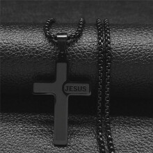 European and American New Stainless Steel Cross Men's Pendant Necklace Gold Male Chain Necklace Jewelry Wholesale N1117