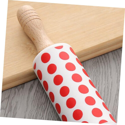 2pcs Silicone Rolling Pin Nonstick Smooth Surface for Baking Pizza Pasta and Crafts with Wood Handle 2