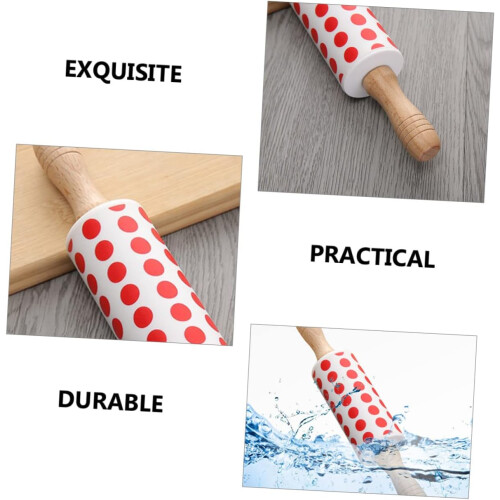 2pcs Silicone Rolling Pin Nonstick Smooth Surface for Baking Pizza Pasta and Crafts with Wood Handle 1