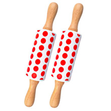 2pcs Silicone Rolling Pin Nonstick Smooth Surface for Baking Pizza Pasta and Crafts with Wood Handle