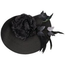 Mizh Women Fascinator Straw Hat Tea Party Headdress Banquet Hat Exaggerated Butterfly Headband