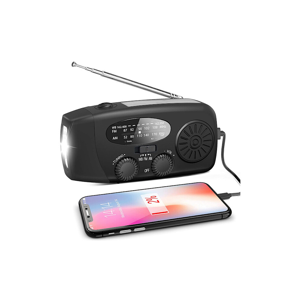 Crank Radio / Emergency Radio Solar Cell Flashlight Power Bank High Quality Black 9313598828101