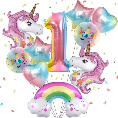 Birthday balloons 1-9 years Unicorns 1
