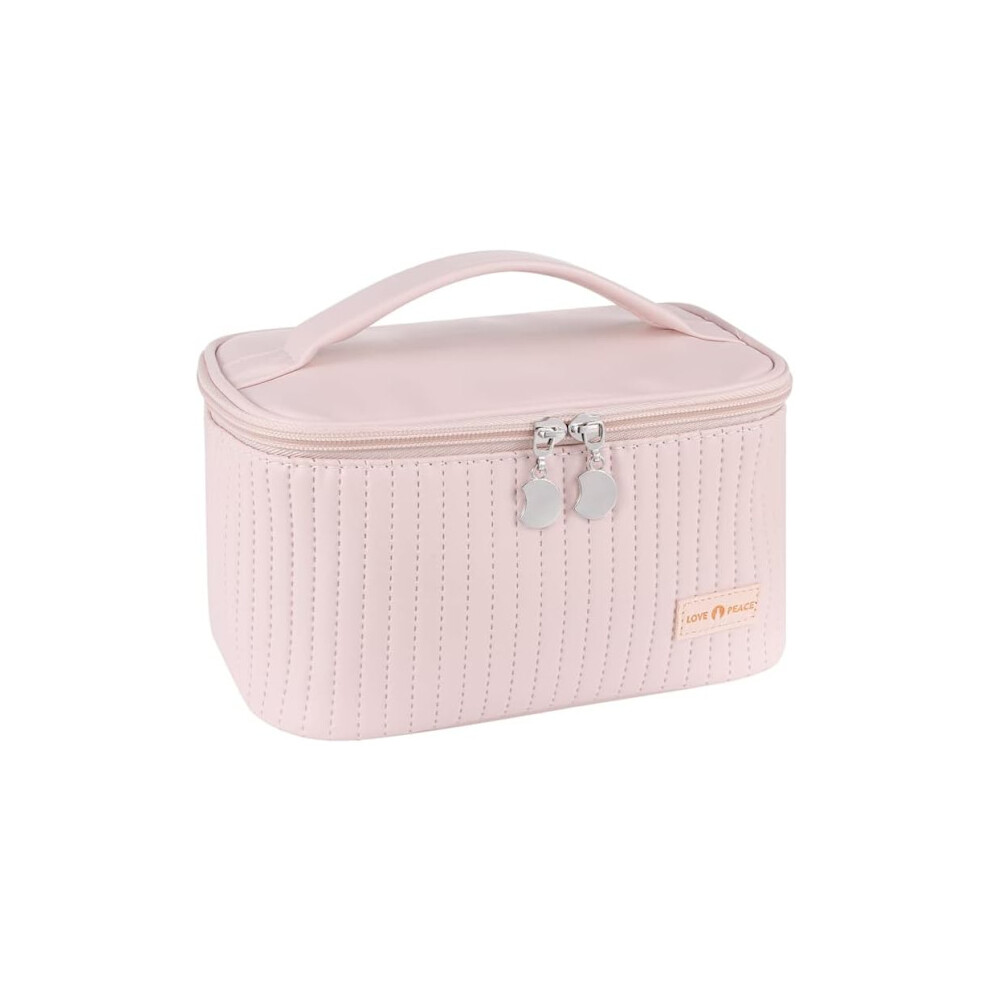 Pink Makeup Bag, Large Cosmetic Bag, Portable Organizer, Waterproof