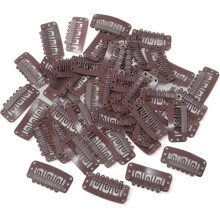 20 Pieces Hair Extension Clips, Metal Snap Clips for Hair Extensions and Wefts, Wig Clips Snap Clips U-Shaped Hair Wig Clip Brown