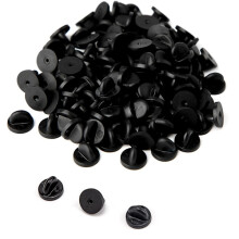 50pcs Butterfly Coupling Needle Backs Rubber Needle Backs Replacement Uniform Locking Needle Backs Tie Pin Pin Holder (Black 0.45\" Diameter) 50
