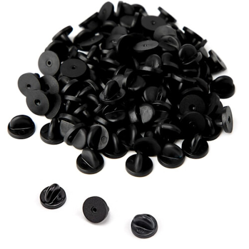 50pcs Butterfly Coupling Needle Backs Rubber Needle Backs Replacement Uniform Locking Needle Backs Tie Pin Pin Holder (Black 0.45\" Diameter) 50
