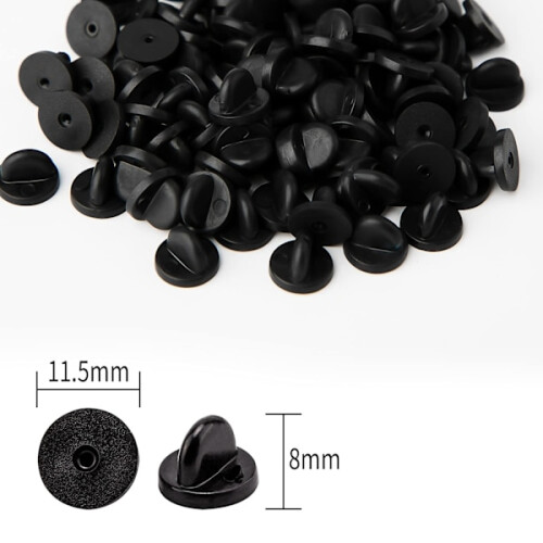 50pcs Butterfly Coupling Needle Backs Rubber Needle Backs Replacement Uniform Locking Needle Backs Tie Pin Pin Holder (Black 0.45\" Diameter) 50 1