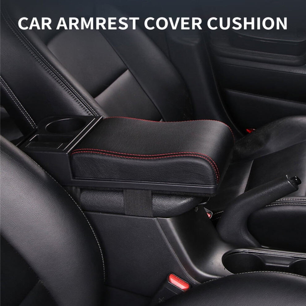 Car Armrest Cushion With Usb Port & Cup Holder, Compatible With Most Center Console Covers, Auto Armrest Pillow Pad 9496895846037