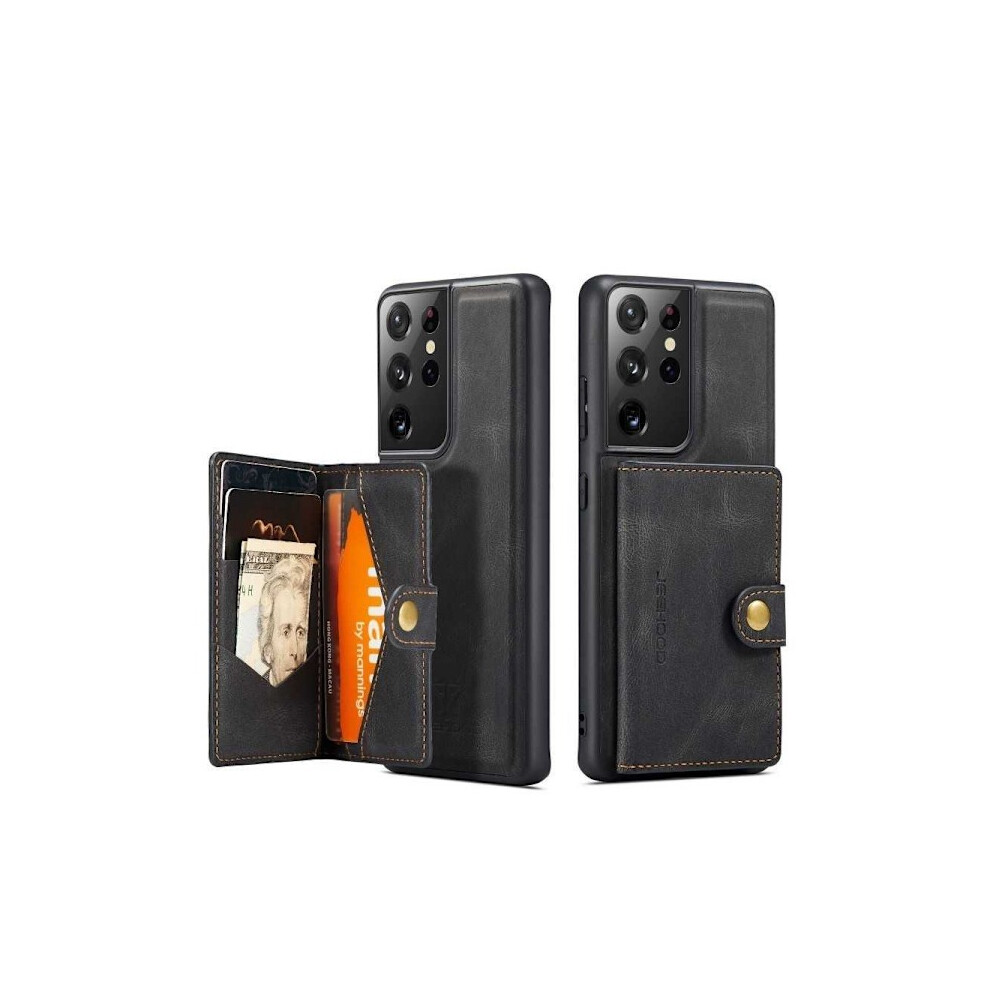 Compatible With Samsung S22 Ultra Shockproof Case With Magnetic Card Holder Jeehood Black 9496895847935