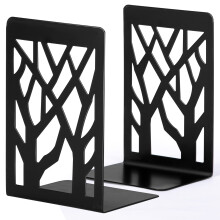 Heavy Duty Metal Bookends with AntiSlip Base for Shelves, Decorative Black Pair for Large Books