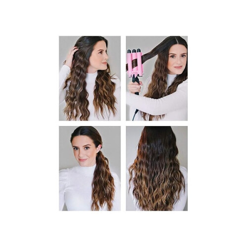 Curling Iron - Ceramic with 3 Cylinders Pink 2