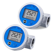 2Pcs Digital Turbine Flow Meter 1in NPT Thread Water Flow Meter Fuel Meter Gas Oil Fuel Flowmeter,for Gasoline