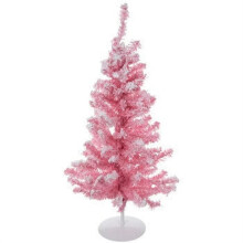 Retro Vintage Style Small Mini 18" Tall Pink Flocked Christmas Tree Desktop Table Holiday