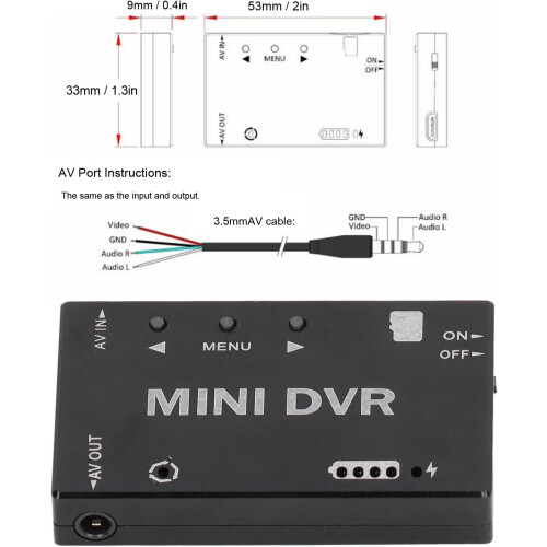 FPV DVR Module with Builtin Battery, NTSC PAL Switchable Mini Video Recorder for RC 1