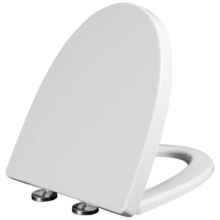 Elongated Toilet Seat with Slow Close Lid, 360 Adjustable Hinges and Quick Release, White PP