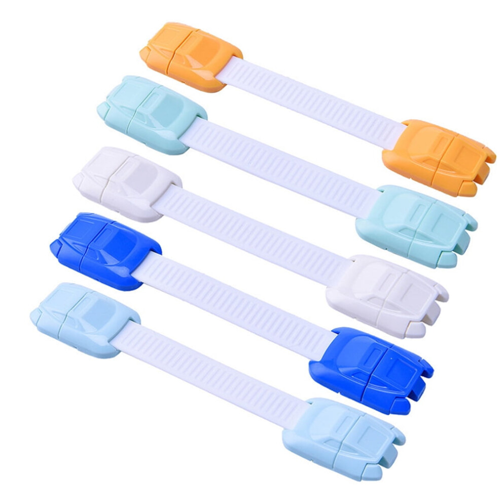 Eease 5pcs Car Shape Child Security Lock Multifunction Protective Wardrobe Lock Baby Infant Anti Pinch Hand Protecting Device (Assorted Colors)