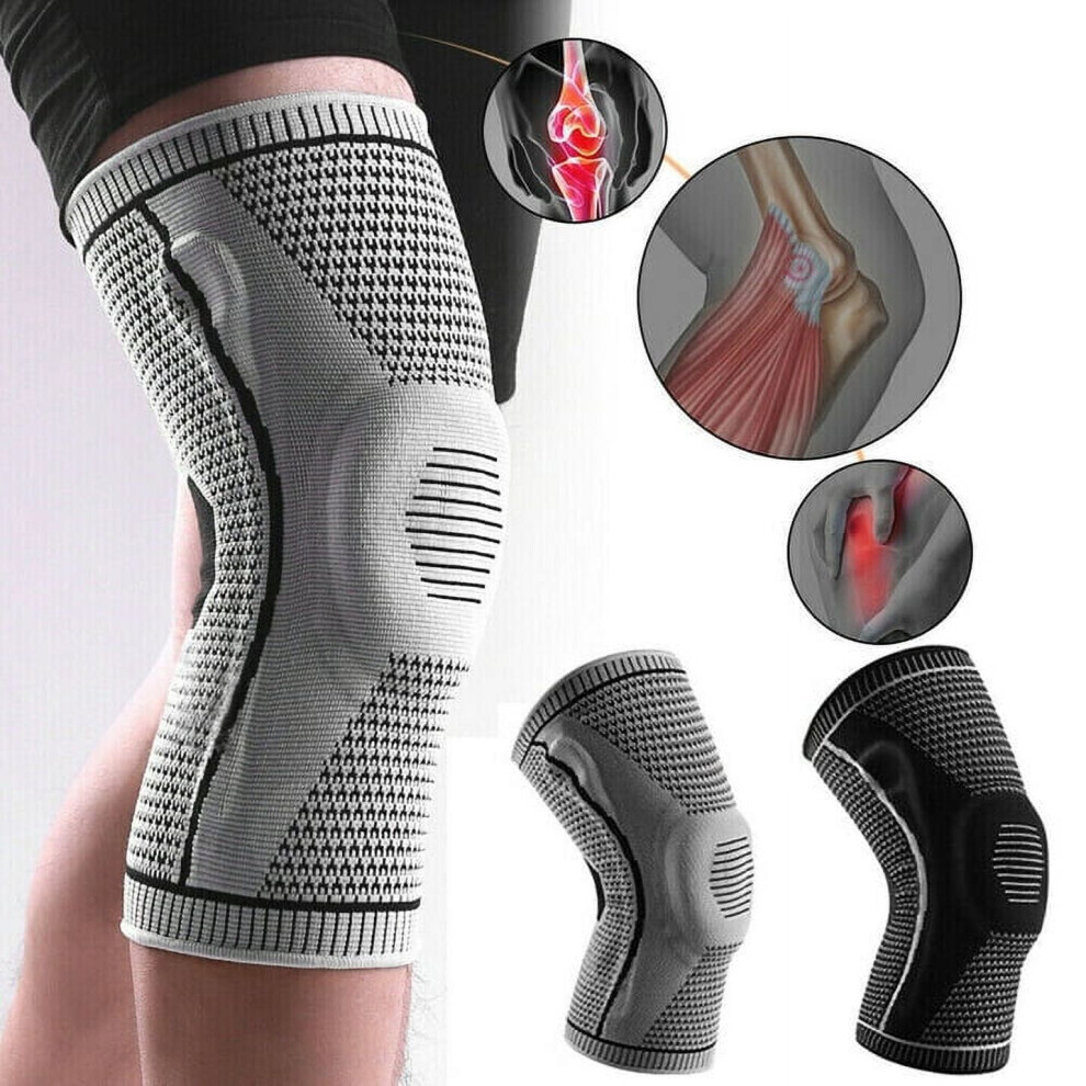 Compression Knee Braces For Man & Women, Knee Sleeve For Basketball Volleyball Gray - Size L 9448990275526
