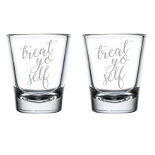 Set of 2 Shot Glasses 1.75oz Shot Glass Treat Yo Self